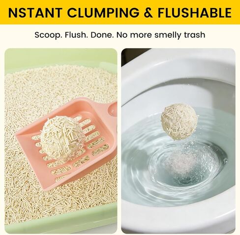 Tofu Cat Litter - Ultra Absorbent，Fast Clumping，Really Dust-Free，Flushable & Septic-Safe, Low Tracking Pea Fiber Litter for Multi-Cat Households，Light Milky Scent in Kuwait