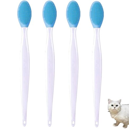 4 Pcs Cat Grooming Brush for Chin Acne & Blackhead Removal | Silicone Double-sided Tool for Acne Treatment, Blue in Kuwait