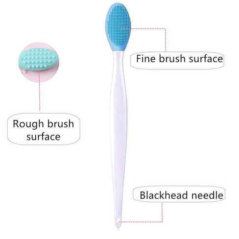 4 Pcs Cat Grooming Brush for Chin Acne & Blackhead Removal | Silicone Double-sided Tool for Acne Treatment, Blue in Kuwait