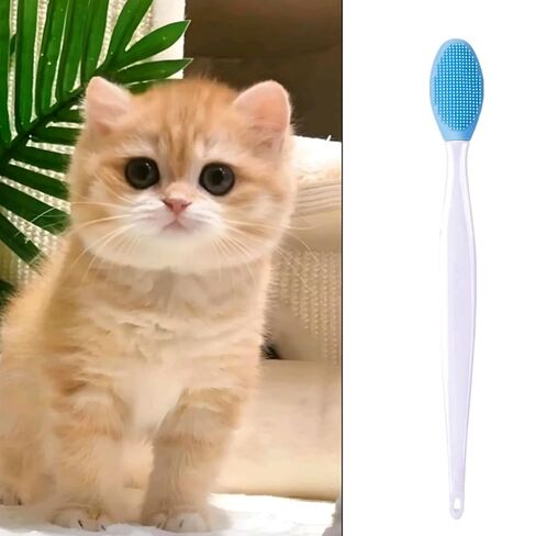 4 Pcs Cat Grooming Brush for Chin Acne & Blackhead Removal | Silicone Double-sided Tool for Acne Treatment, Blue in Kuwait