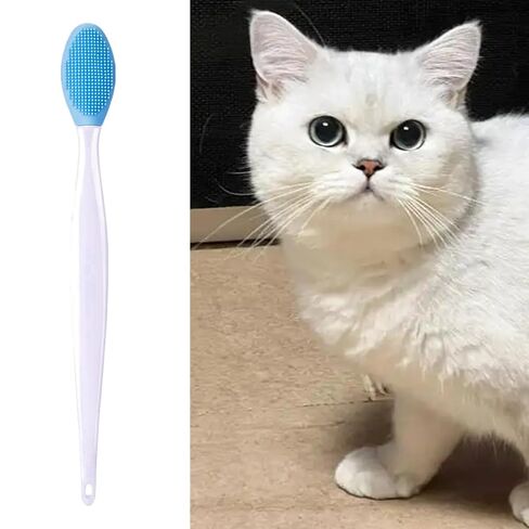 4 Pcs Cat Grooming Brush for Chin Acne & Blackhead Removal | Silicone Double-sided Tool for Acne Treatment, Blue in Kuwait