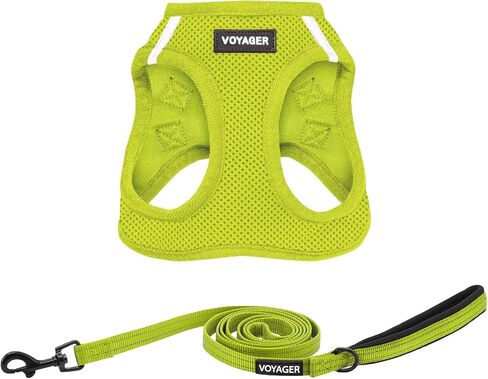Best Pet Supplies Voyager Step-in Air All Weather Mesh Harness and Reflective Dog 5ft Leash Combo with Neoprene Handle, for Small, Medium and Large Breed Puppies - Set (Lime Green), XXX-Small in Kuwait