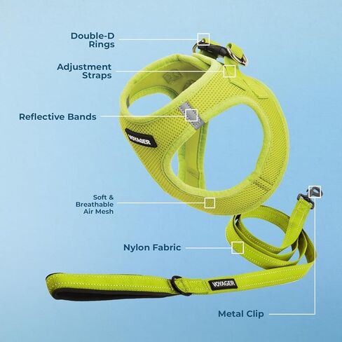 Best Pet Supplies Voyager Step-in Air All Weather Mesh Harness and Reflective Dog 5ft Leash Combo with Neoprene Handle, for Small, Medium and Large Breed Puppies - Set (Lime Green), XXX-Small in Kuwait