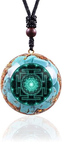 يوم يوم حتى الفيروز أورجونيت قلادة شفاء كريستال مجوهرات Orgone اليوغا قلادة الريكي الطاقة الروحية مجوهرات للنساء (2) in Kuwait