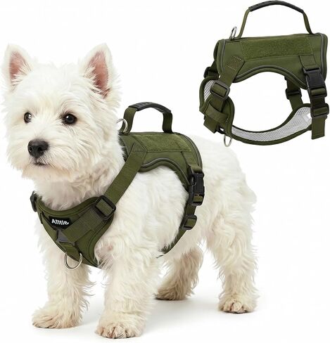 AIITLE Small Dog Harness No Pull, Reflective Adjustable Vest with Handle, No Choke Design, Dual Metal Leash Clips for Walking Training Running Camping, Small Medium Breeds - Camouflage S in Kuwait