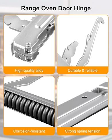 Upgrade 00487746 Oven Door Hinge Compatible with Thermador Whirlpool Bosch Ovens, Door Hinge Set Replace 487746 1032578 14-38-045-01 14-38-045-03 PS8721435 and More, Stainless Steel, 2 Pcs in Kuwait