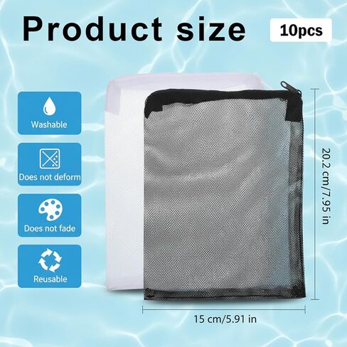 10 Pcs Media Bags for Aquarium with Zipper, 7.8 X 5.9 Inch Fish Tank Fine Mesh Bag for Fish Tank Activated Carbon, Ceramic Rings in Kuwait