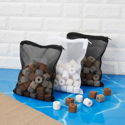 10 Pcs Media Bags for Aquarium with Zipper, 7.8 X 5.9 Inch Fish Tank Fine Mesh Bag for Fish Tank Activated Carbon, Ceramic Rings in Kuwait