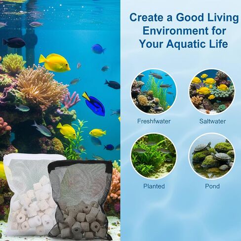 10 Pcs Media Bags for Aquarium with Zipper, 7.8 X 5.9 Inch Fish Tank Fine Mesh Bag for Fish Tank Activated Carbon, Ceramic Rings in Kuwait