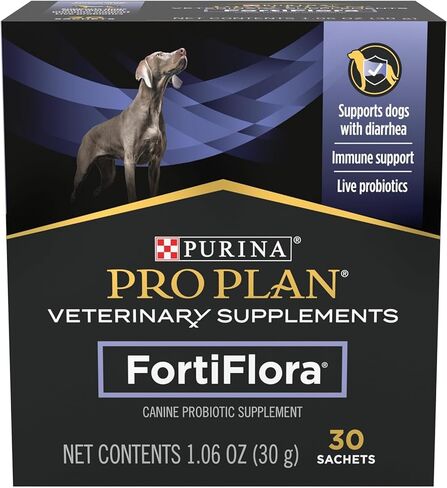 Purina Pro Plan المكملات البيطرية، مكمل FortiFlora Dog Probiotic، تركيبة سريرية لصحة الجهاز الهضمي وتخفيف الإسهال، موصى به من قبل الطبيب البيطري، 30 كيسًا فرديًا (صندوق مكون من 30 قطعة) in Kuwait