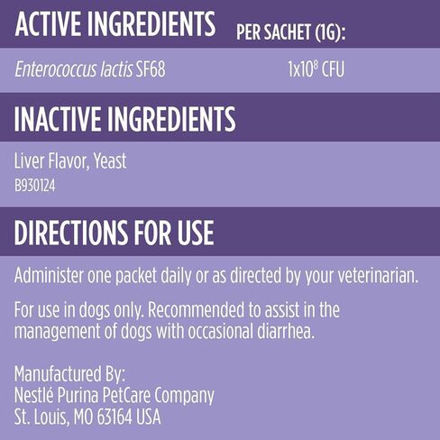 Purina Pro Plan المكملات البيطرية، مكمل FortiFlora Dog Probiotic، تركيبة سريرية لصحة الجهاز الهضمي وتخفيف الإسهال، موصى به من قبل الطبيب البيطري، 30 كيسًا فرديًا (صندوق مكون من 30 قطعة) in Kuwait