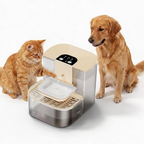 Cat Water Fountain, Pet Water Fountain for Cats & Dogs Dispenser, Ceramic Water Bowl (Heated), 4.5L+2L Two-Cabin Wastewater Separation, Automatic scheduled Water Change, No Filter, Ultra Quiet(Cream) in Saudi Arabia
