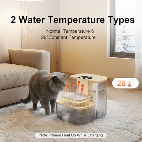 Cat Water Fountain, Pet Water Fountain for Cats & Dogs Dispenser, Ceramic Water Bowl (Heated), 4.5L+2L Two-Cabin Wastewater Separation, Automatic scheduled Water Change, No Filter, Ultra Quiet(Cream) in Saudi Arabia