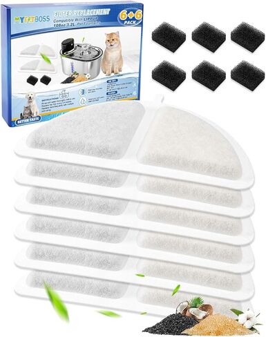 12+12 Pack Cat Water Fountain Filter Compatible with LIPPUP 3.2L Stainless Steel Cat Water Fountain, Replacement Filters for 6 Months, Activated Carbon & Ion Exchange Resin in Kuwait