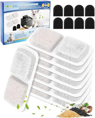 12+12 Pack Cat Fountain Filter Replacement Compatible with oneisall 74oz/2.2L Pet Fountains, Fit for oneisall Cat Water Fountain Stainless Steel, Multilayer Filters System in Kuwait