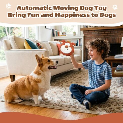 Moving Dog Toys, Interactive Dog Toys to Keep Them Busy, Jumping Squeaky Plush Chew Toys for Small/Medium/Large Dogs, USB Rechargeable in Saudi Arabia