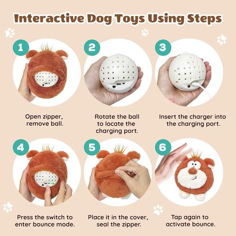 Moving Dog Toys, Interactive Dog Toys to Keep Them Busy, Jumping Squeaky Plush Chew Toys for Small/Medium/Large Dogs, USB Rechargeable in Saudi Arabia