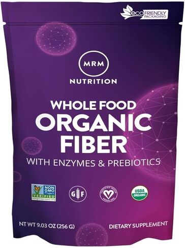 MRM Nutrition ألياف عضوية كاملة للأغذية | بالإنزيمات + البريبايوتكس | ألياف غير قابلة للذوبان + قابلة للذوبان | صحة الجهاز الهضمي + الانتظام | 6 جرام ألياف لكل حصة | 32 حصة in Saudi Arabia
