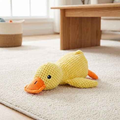 JINTONE Dog Duck Toy, Soft Plush Pineapple Texture, Realistic Quack Squeaky Toy for Anxiety Relief, Interactive Play, Suitable for Puppies and Medium to Large Breeds(Medium Size) in Kuwait