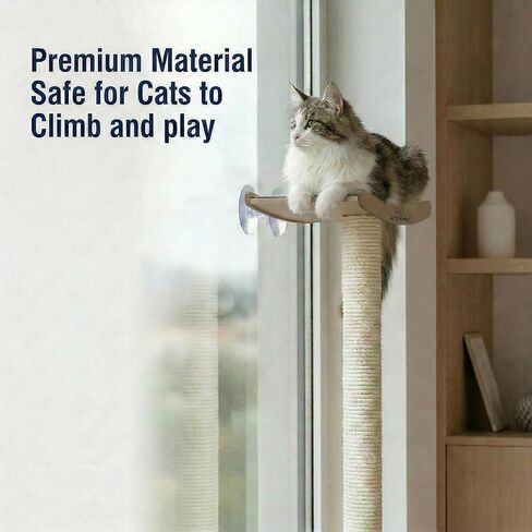 Cat Scratching Post with Perch for Large Cats – Modern Hammock Window Bed, Strong Suction Cups, Durable Eco, Space Saving Furniture for Indoor Cats in Kuwait