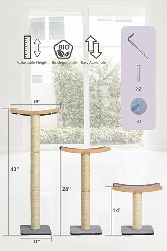 Cat Scratching Post with Perch for Large Cats – Modern Hammock Window Bed, Strong Suction Cups, Durable Eco, Space Saving Furniture for Indoor Cats in Kuwait