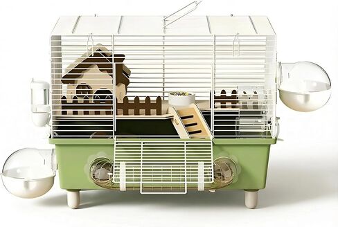 18.5 Inch Chewproof Metal Hamster Cage - All-in-One Habitat with Wheel, Hideout, Platforms for Dwarf Hamster, Mice, Rats, Guinea Pig in Kuwait