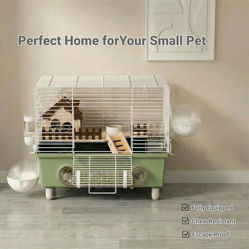 18.5 Inch Chewproof Metal Hamster Cage - All-in-One Habitat with Wheel, Hideout, Platforms for Dwarf Hamster, Mice, Rats, Guinea Pig in Kuwait