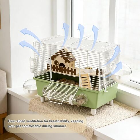 18.5 Inch Chewproof Metal Hamster Cage - All-in-One Habitat with Wheel, Hideout, Platforms for Dwarf Hamster, Mice, Rats, Guinea Pig in Kuwait