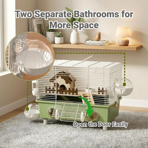 18.5 Inch Chewproof Metal Hamster Cage - All-in-One Habitat with Wheel, Hideout, Platforms for Dwarf Hamster, Mice, Rats, Guinea Pig in Kuwait