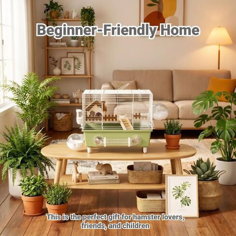 18.5 Inch Chewproof Metal Hamster Cage - All-in-One Habitat with Wheel, Hideout, Platforms for Dwarf Hamster, Mice, Rats, Guinea Pig in Kuwait