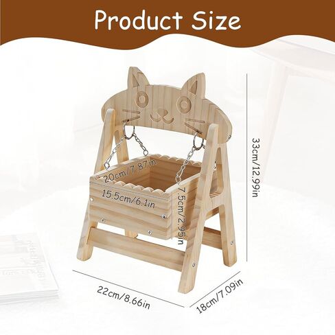 Chinchilla Toys, Natural Wood Freestanding Cage Cradle - Hammock, Swing & Resting Resting spot for Hamsters, Guinea Pigs, Ferrets Small Pet Accessories in Kuwait