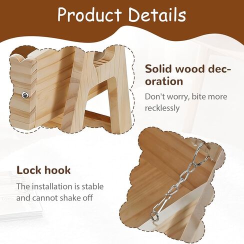 Chinchilla Toys, Natural Wood Freestanding Cage Cradle - Hammock, Swing & Resting Resting spot for Hamsters, Guinea Pigs, Ferrets Small Pet Accessories in Kuwait