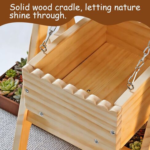 Chinchilla Toys, Natural Wood Freestanding Cage Cradle - Hammock, Swing & Resting Resting spot for Hamsters, Guinea Pigs, Ferrets Small Pet Accessories in Kuwait