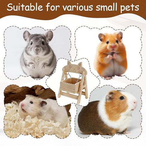 Chinchilla Toys, Natural Wood Freestanding Cage Cradle - Hammock, Swing & Resting Resting spot for Hamsters, Guinea Pigs, Ferrets Small Pet Accessories in Kuwait