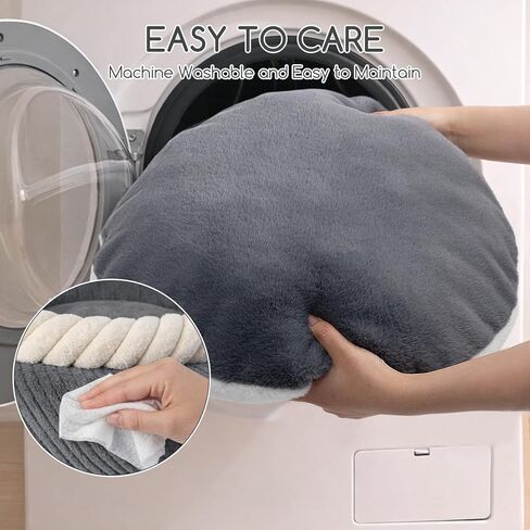 Hollypet Cat Bed for Indoor Cats Kitty Beds, Round Washable Fluffy Small Dog Bed, Soft Cozy Plush Pet Beds for Puppy and Kitten with Non-Slip Bottom (20" D * 8" Th, Gray) in Kuwait