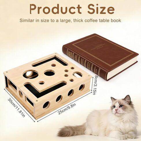Wooden Cat Nail File Scratcher and Cat Scratch Puzzle Enrichment Box DIY Assembly Fun Cats Indoor Scratching for Boxes Game with Smooth Splinter-Free Surface with Sandpaper & 3 Balls in Kuwait