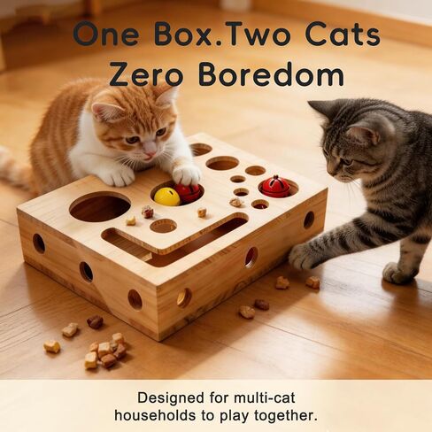Wooden Cat Nail File Scratcher and Cat Scratch Puzzle Enrichment Box DIY Assembly Fun Cats Indoor Scratching for Boxes Game with Smooth Splinter-Free Surface with Sandpaper & 3 Balls in Kuwait