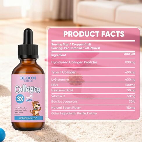 Bloom Triple Collagen for Dogs, Supports Joint Relief & Healthy Skin Coat, Gut Health, Collagen Supplement, 2 fl.oz in Kuwait