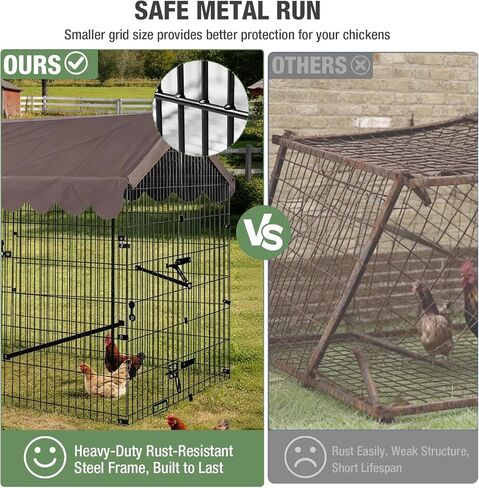 GUTINNEEN 88" Large Metal Chicken Coop with Run, Walk-in Poultry Cage, Heavy Duty Outdoor Chicken Pen for Chickens Ducks Rabbits, Waterproof Cover, Lockable Door, Galvanized Frame in Kuwait