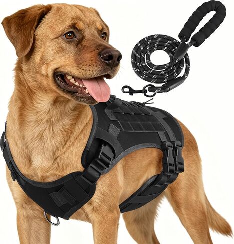 طقم حزام ومقود للكلاب من YooxArmor، قابل للتعديل تكتيكيًا للكلاب الصغيرة الحجم، سترة أكسفورد ناعمة سهلة المشي للتدريب على المشي لمسافات طويلة (كاكي-S) in Kuwait
