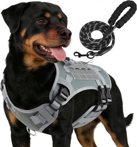 YooxArmor No Pull Dog Harness and Leash Set, Tactical Adjustable for Small Sized Dog, Easy Walk Soft Vest Padded Oxford for Training Hiking (Khaki-S) in Saudi Arabia