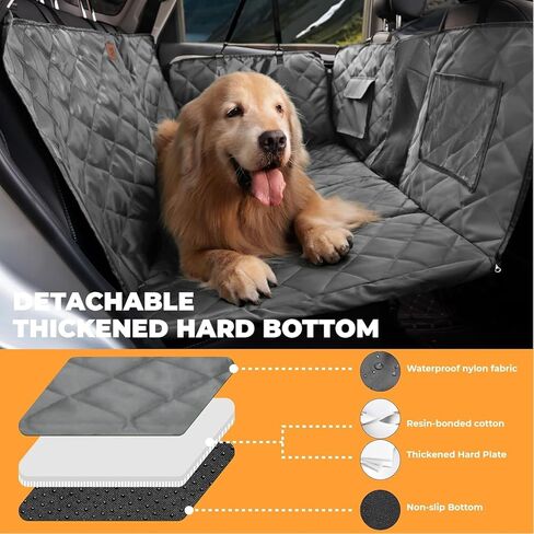 FUNNY FUZZY Dog Car Seat Cover, Back Seat Extender for Dogs - 420Lb Hard Bottom Waterproof Pet Car Seat Cover, 600D Heavy Duty Pet Hammock with Non-Slip Bottom for Cars, SUV, Trucks in Kuwait