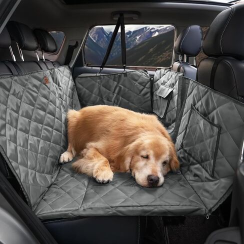 FUNNY FUZZY Dog Car Seat Cover, Back Seat Extender for Dogs - 420Lb Hard Bottom Waterproof Pet Car Seat Cover, 600D Heavy Duty Pet Hammock with Non-Slip Bottom for Cars, SUV, Trucks in Kuwait