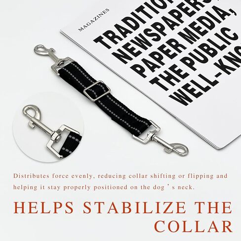 Dual-Clasp Dog Collar Safety Connector, No-Pull Harness-to-Collar Clip, Pet Extension Leash for Training & Walking in Kuwait