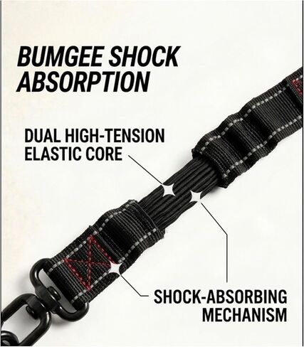 Heavy Duty Dog Leash Hands Free Bungee | Two Large Dogs Up to 250 lbs | Comfortable Shock Absorbing Bungee | Reflective Dual Padded Handles | Lumbar Waist Belt 24-42" | 360° Swivel Clips in Kuwait