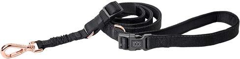 The DOGISTRY - City Dog Leash - Black - Award-Winning Adjustable Hands-Free Design - Luxe Rose Gold Hardware & Style-Forward Functionality - Small in Kuwait