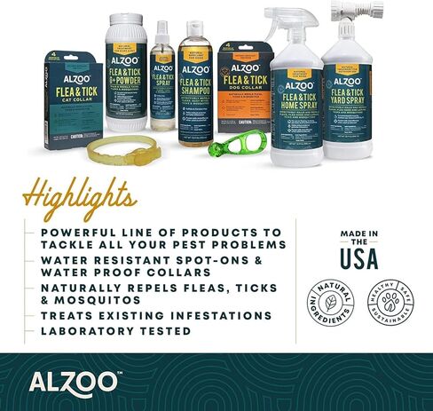 ALZOO Plant Based Flea & Tick Dog Collar - Helps Repel Fleas, Ticks & Mosquitoes - 100% Plant-Based Active Ingredients - Waterproof - Up to 4 Months Protection - Large-Sized Dogs: 40+ lbs - Single in Kuwait