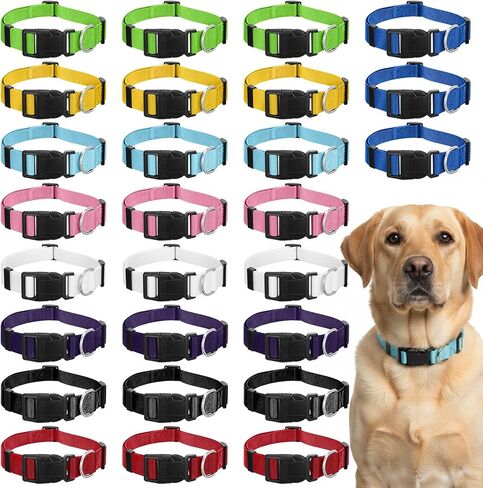 27 PCS Nylon Dog Collars, Adjustable Dog Collar for Small Medium Large Dogs Puppy Collars with Quick Release Buckle Safety Pet Collar for Walking Running Training(9 Bright Colors) in Kuwait