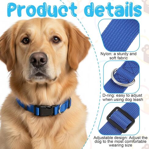 27 PCS Nylon Dog Collars, Adjustable Dog Collar for Small Medium Large Dogs Puppy Collars with Quick Release Buckle Safety Pet Collar for Walking Running Training(9 Bright Colors) in Kuwait