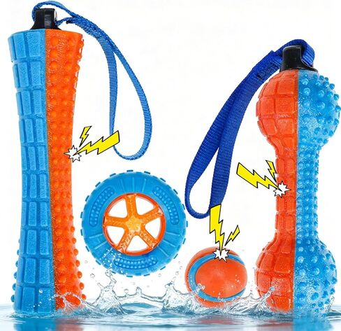 EXPAWLORER Floating Dog Water Pool Toys - 4 Pack Interactive Water Retrieving Fetch Speaky Chew Toy for Small Medium Large Dogs, Durable Dog Chew Toys for Summer Essentials Outdoor Beach Yard in Kuwait